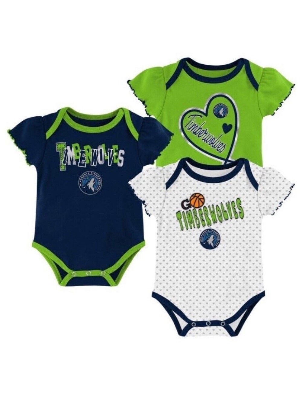 NBA Minnesota Timberwolves BABY Girl 12M creeper bodysuit romper team set new